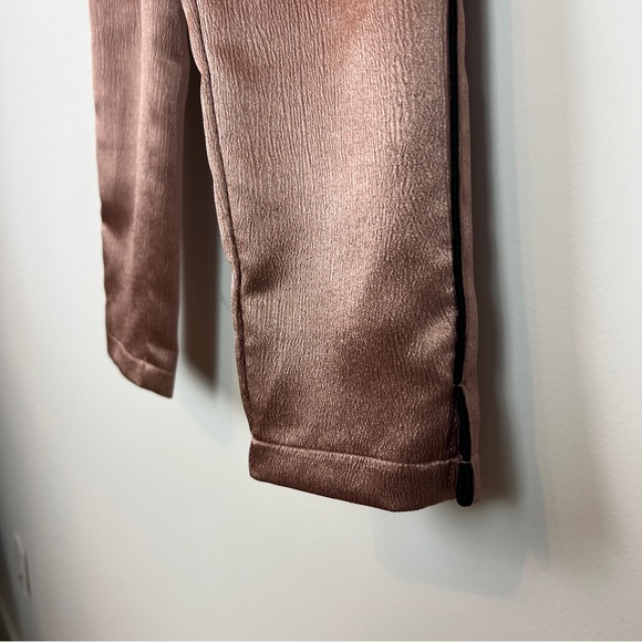 ASOS Little Mistress Satin Blazer Cigarette Pants Contrast Black Piping Copper - Picture 15 of 16